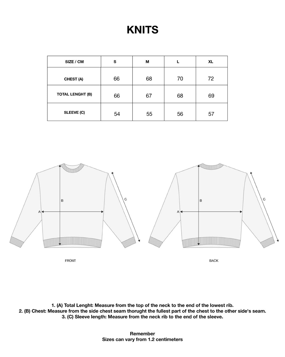 <strong>SIZE GUIDE</strong>