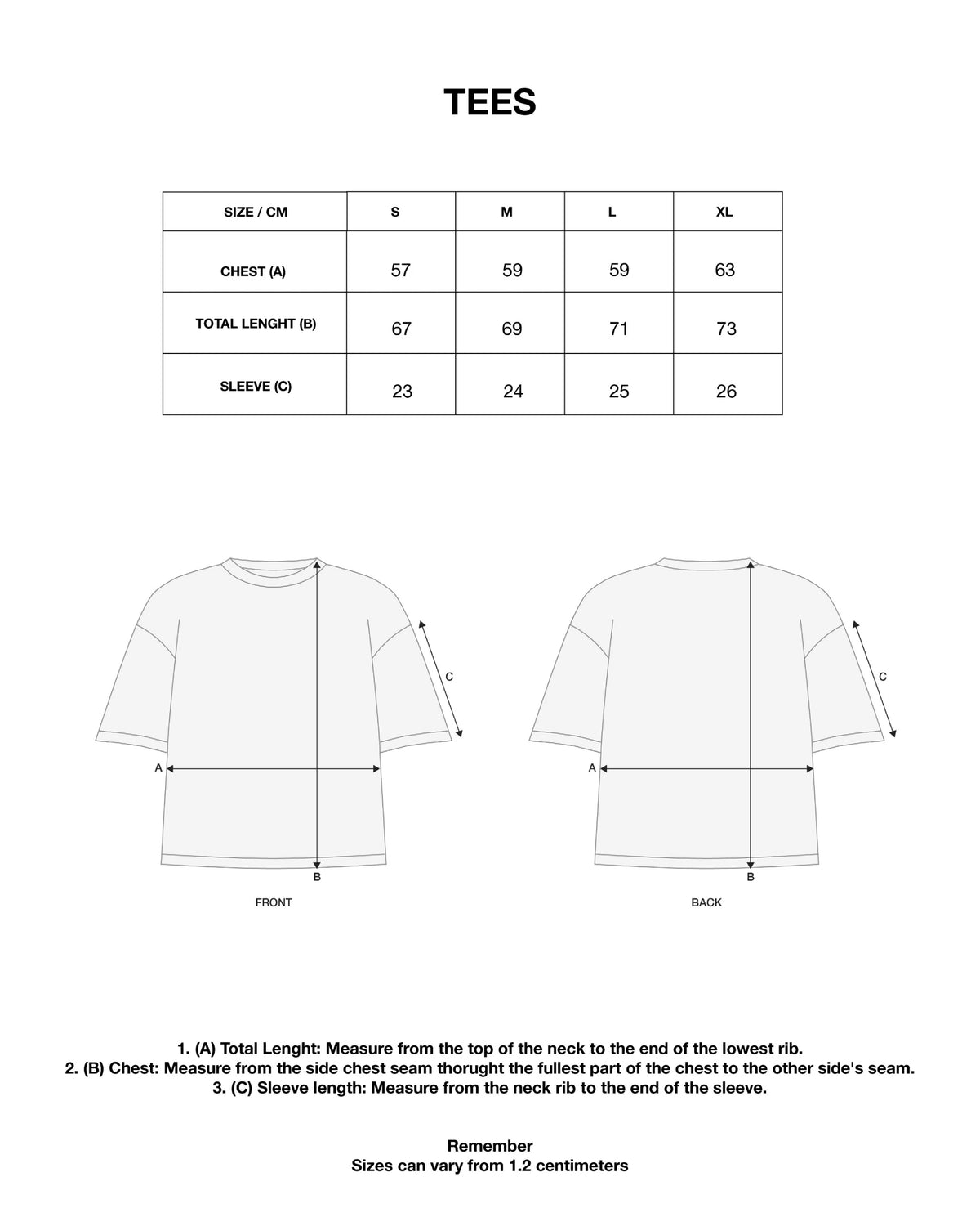 <strong>SIZE GUIDE</strong>